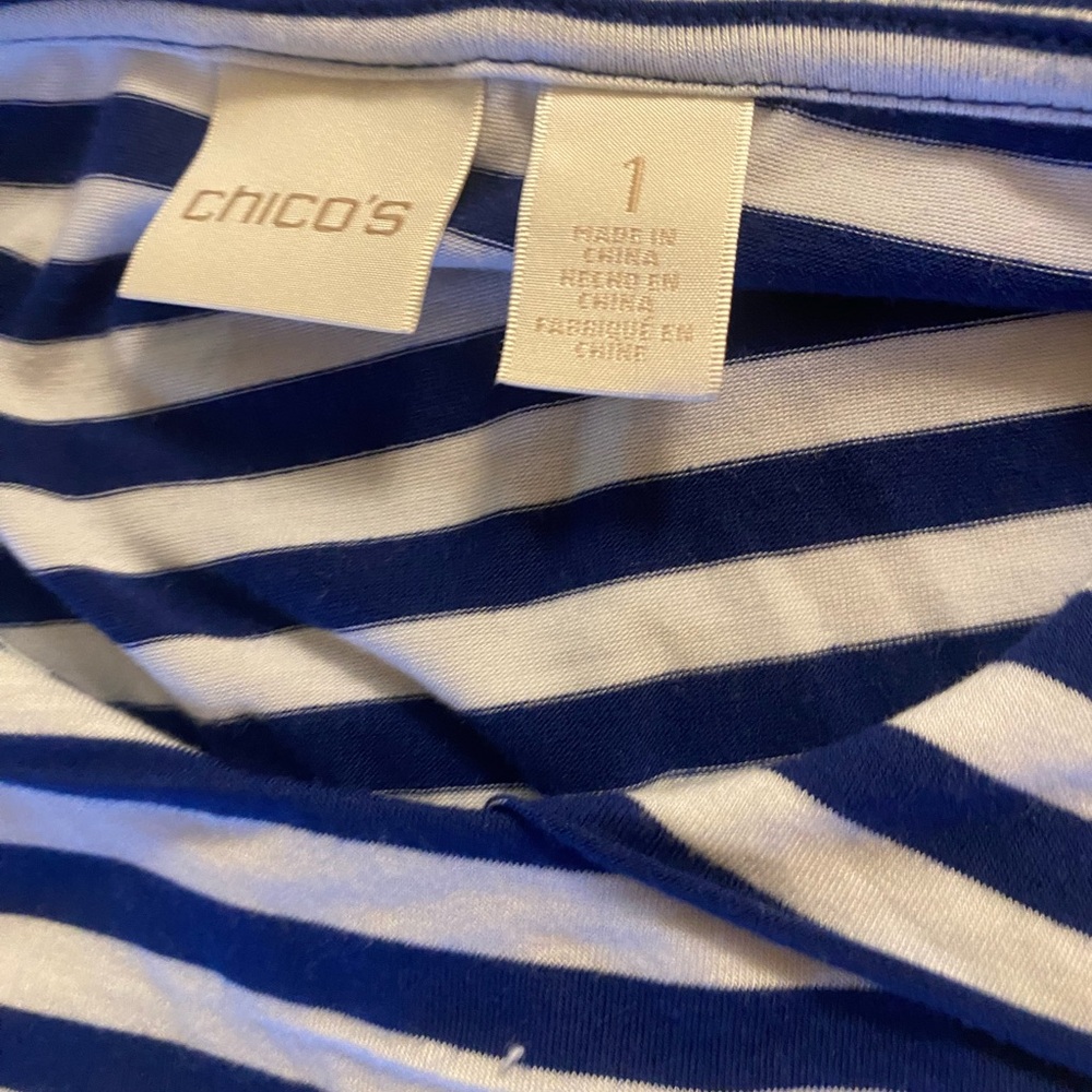 Chicos Ruffled Striped Top - Picture 4 of 4